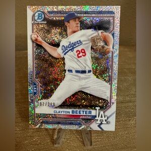 Clayton Beeter /299 Speckle Refractor‎ 2021 Bowman BCP-16 Dodgers Yankees